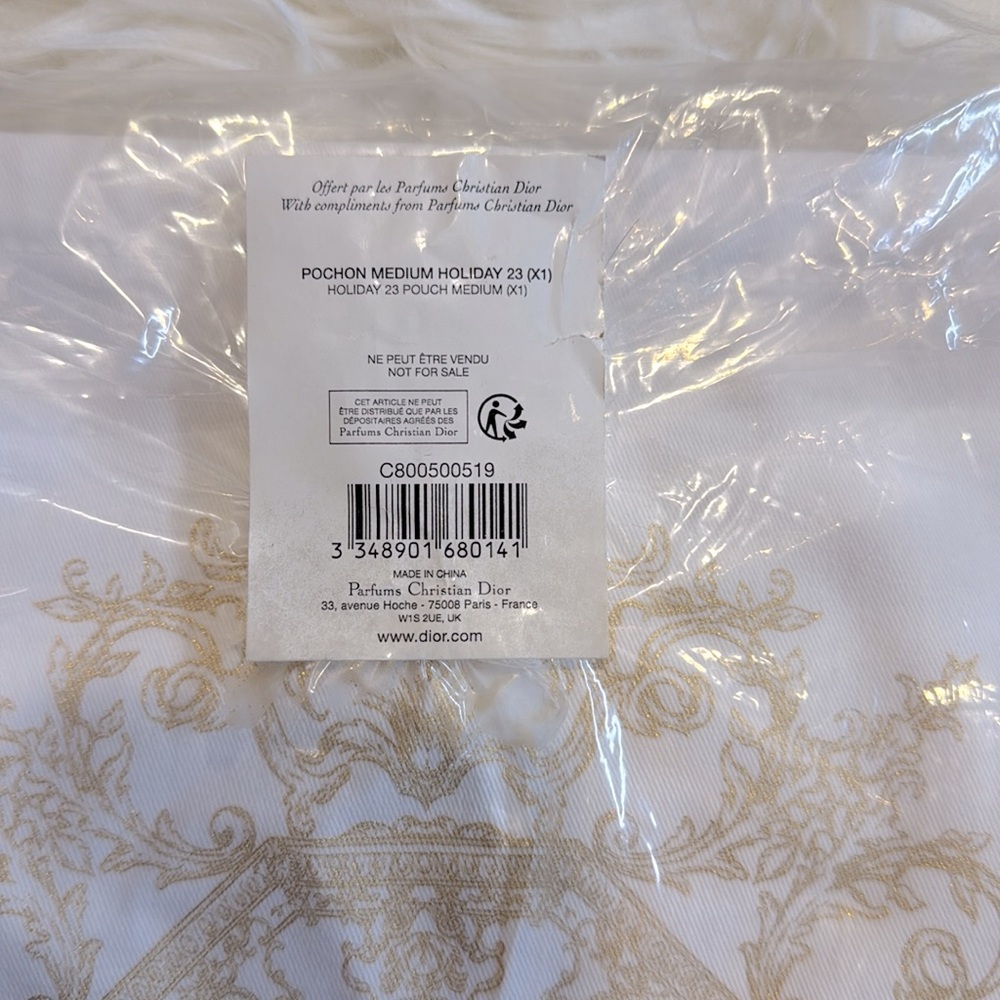 Dior Kinchaku beauty pouch  White and Gold Drawstring Pouch - Picture 5 of 5